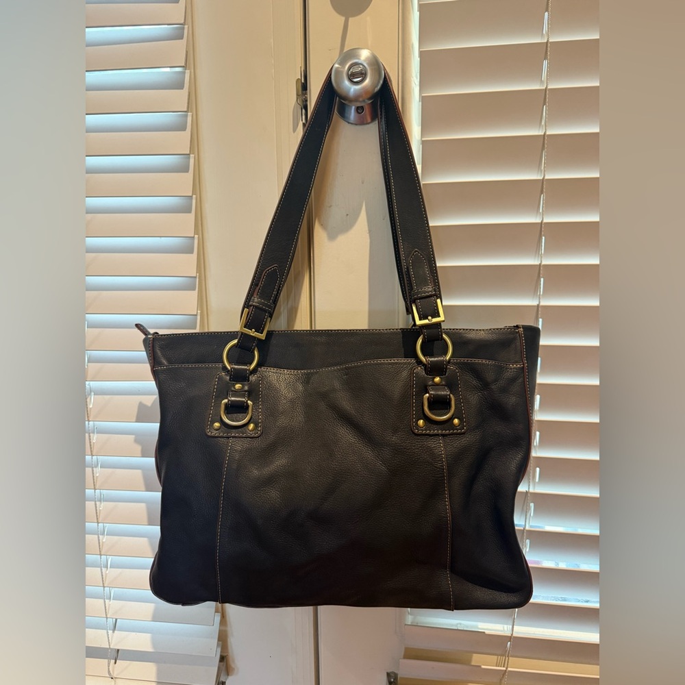 Etienne Aigner Black Leather Shoulder Bag Tote Satchel Medium